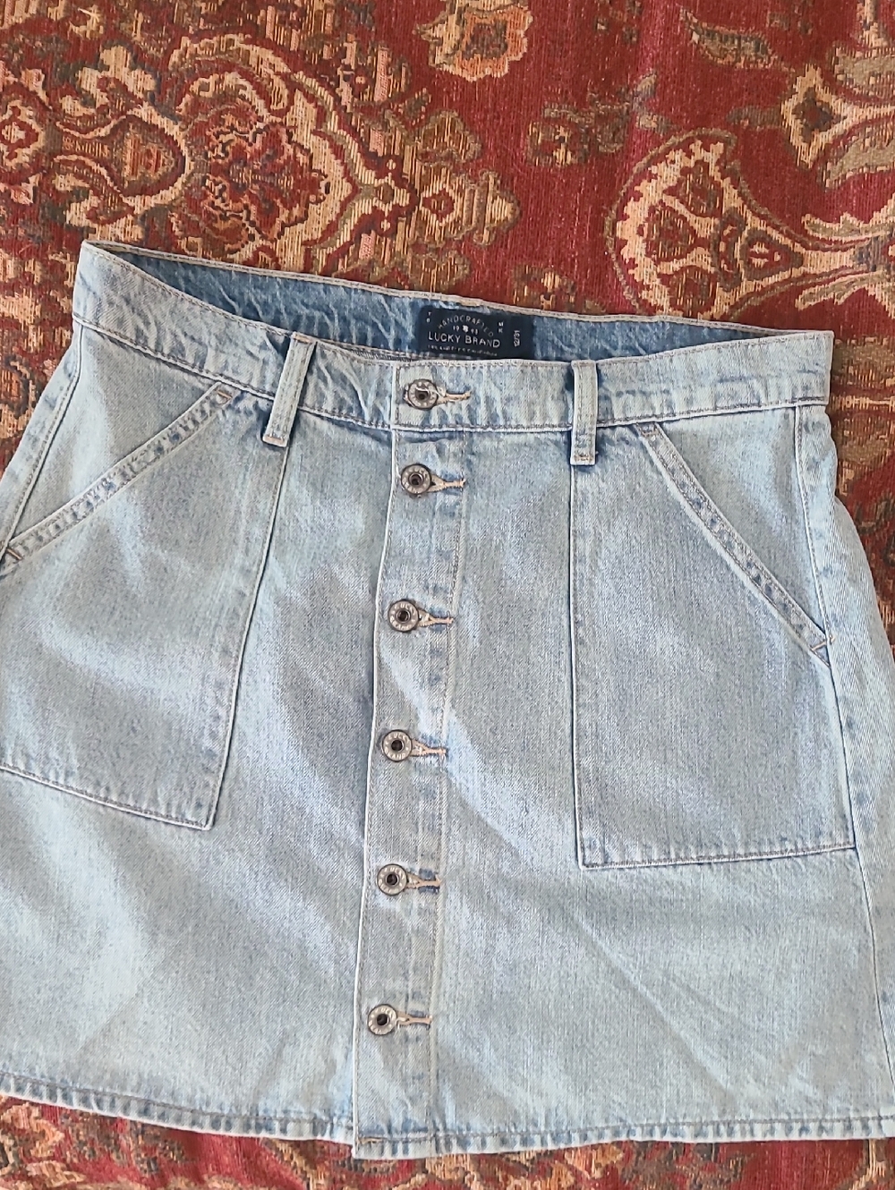 Lucky Brand Light Blue Button-Front Denim Skirt
